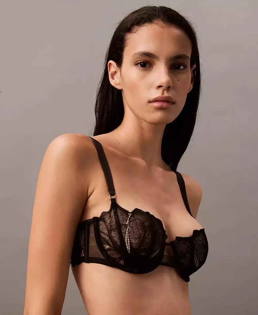 Calvin Klein Women's CK Black Floral Lace Unlined Balconette Bra QF8028 1