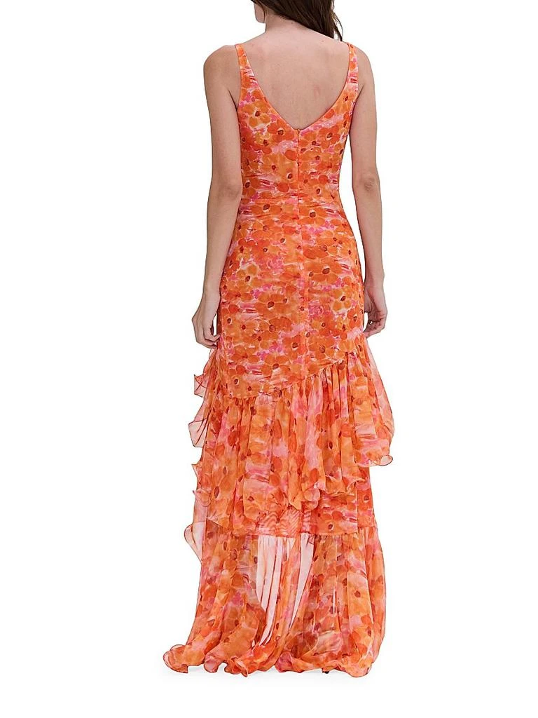 PatBO Myosotis Floral Chiffon & Tulle Ruffle Gown 5