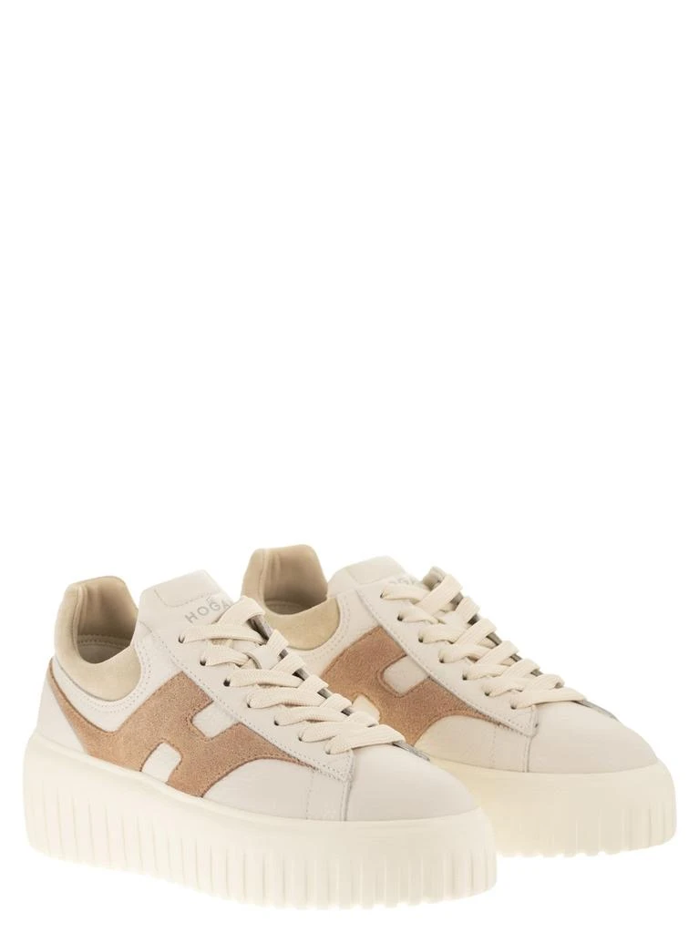 hogan H-STRIPES Leather and Suede Trainers with Extra-Light Sole 4