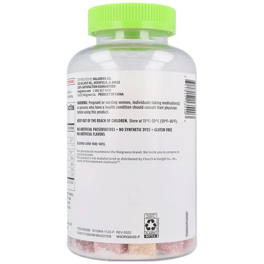 Walgreens Calcium 500 mg + Vitamin D 25 mcg (1000 IU) Gummies Natural Cherry, Orange & Strawberry 7
