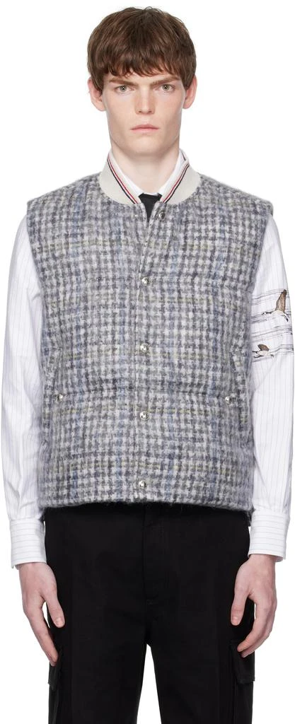 Thom Browne Gray Gunclub Check Hair Mohair Down Vest 1