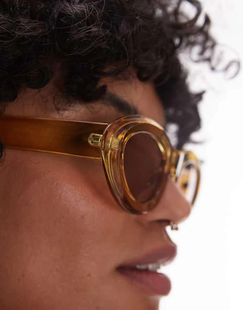Topshop Topshop Paros oval sunglasses in yellow 3