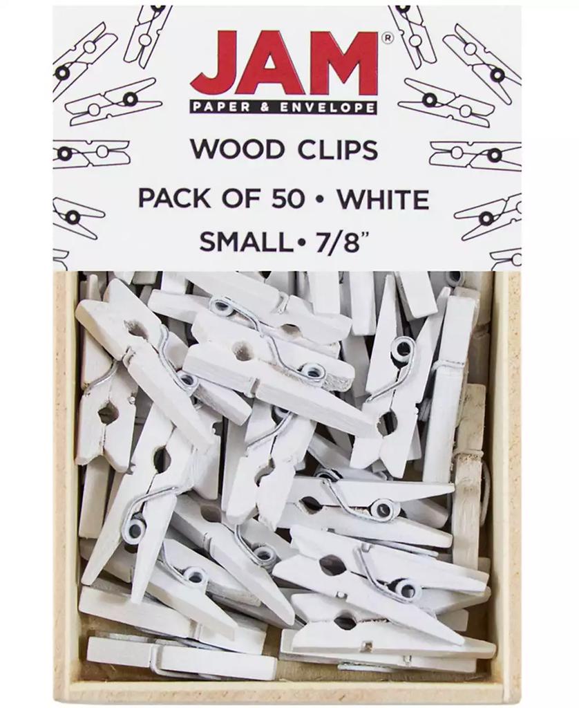 JAM Paper Wood Clip Clothespins - Small - 0.88" - 50 Clothes Pins Per Pack