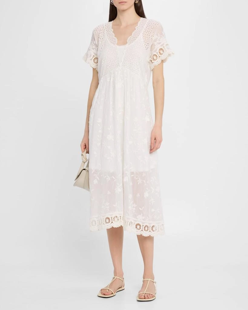 Johnny Was Pina Scalloped Eyelet Embroidered Midi Dress 2
