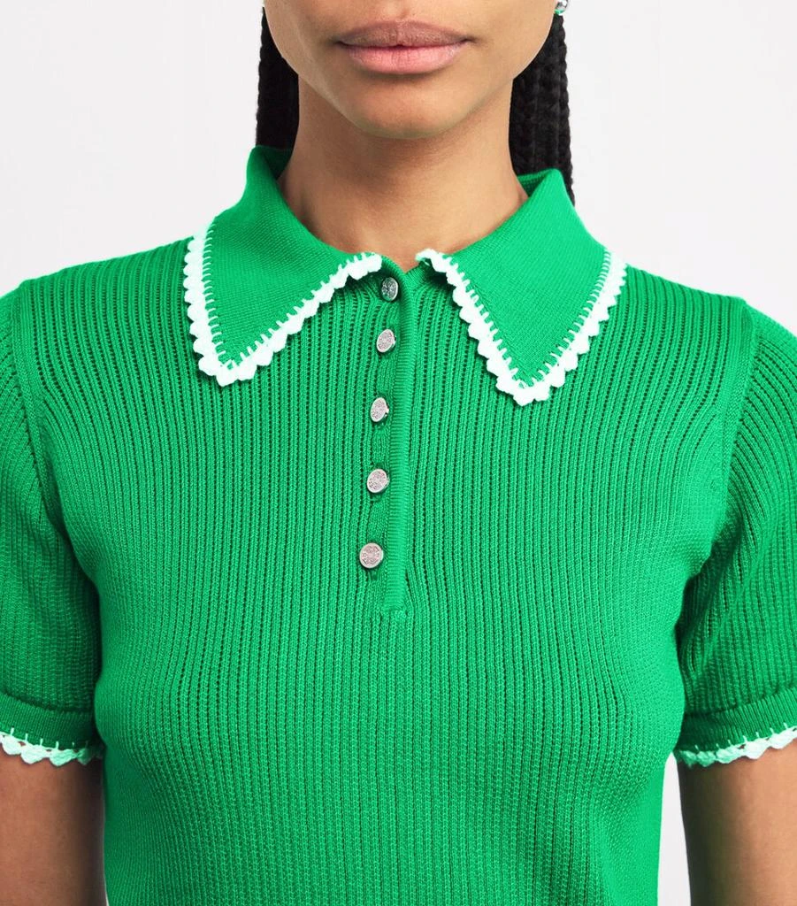 Maje Pointelle Knit Polo Shirt 6