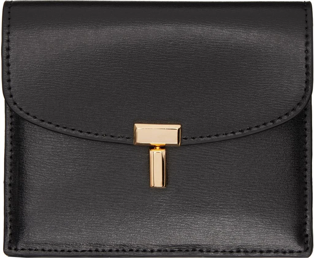 Totême Black T-Lock Leather Card Holder 1