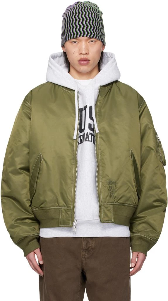 STUSSY Khaki Built Reversible Bomber Jacket 1