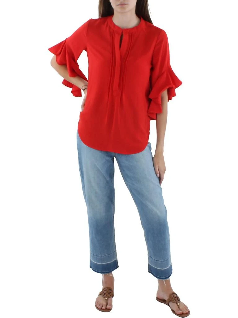 Vince Camuto Womens Ruffle Sleeve Split Neck Blouse 6