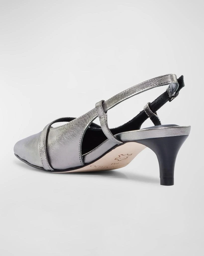 Bernardo Marietta Metallic Kitten-Heel Slingback Pumps 3