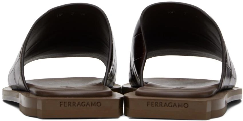 Salvatore Ferragamo Brown Embossed Mules 2