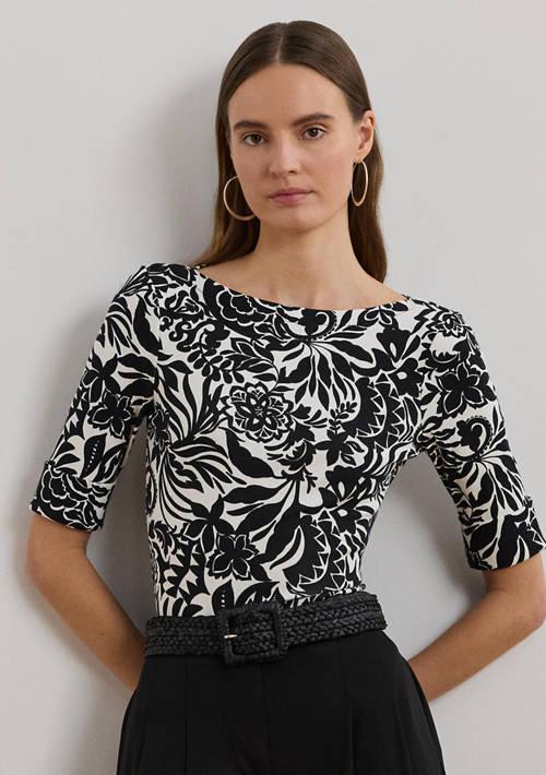 Ralph Lauren Ralph Lauren Petite Floral Stretch Cotton Boat Neck T Shirt