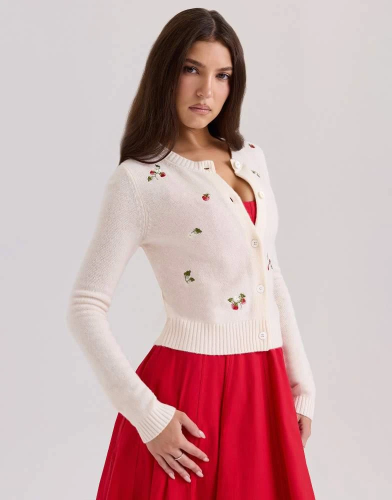 House of CB House of CB Evelina wool embroidered cardigan in cream 1