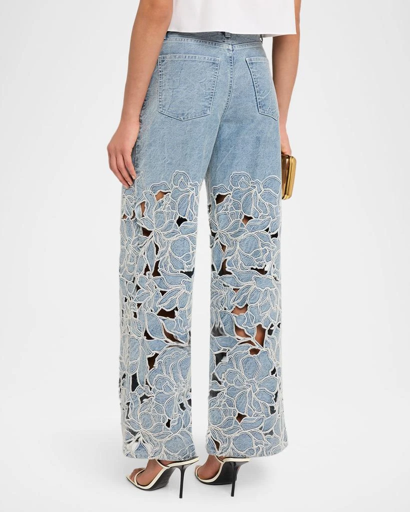 SIMKHAI Betty Floral Embroidered Straight-Leg Jeans 3