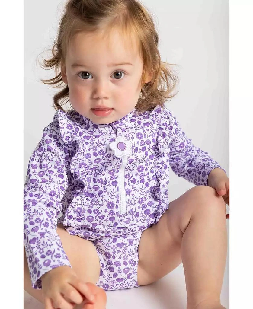 Florence Eiseman Toddler Girl Floral Print One Piece Rashguard with Ruffles 3