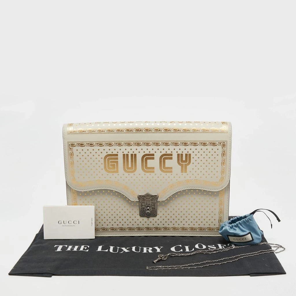 Gucci Gucci Off White Leather Guccy Portfolio Clutch 11