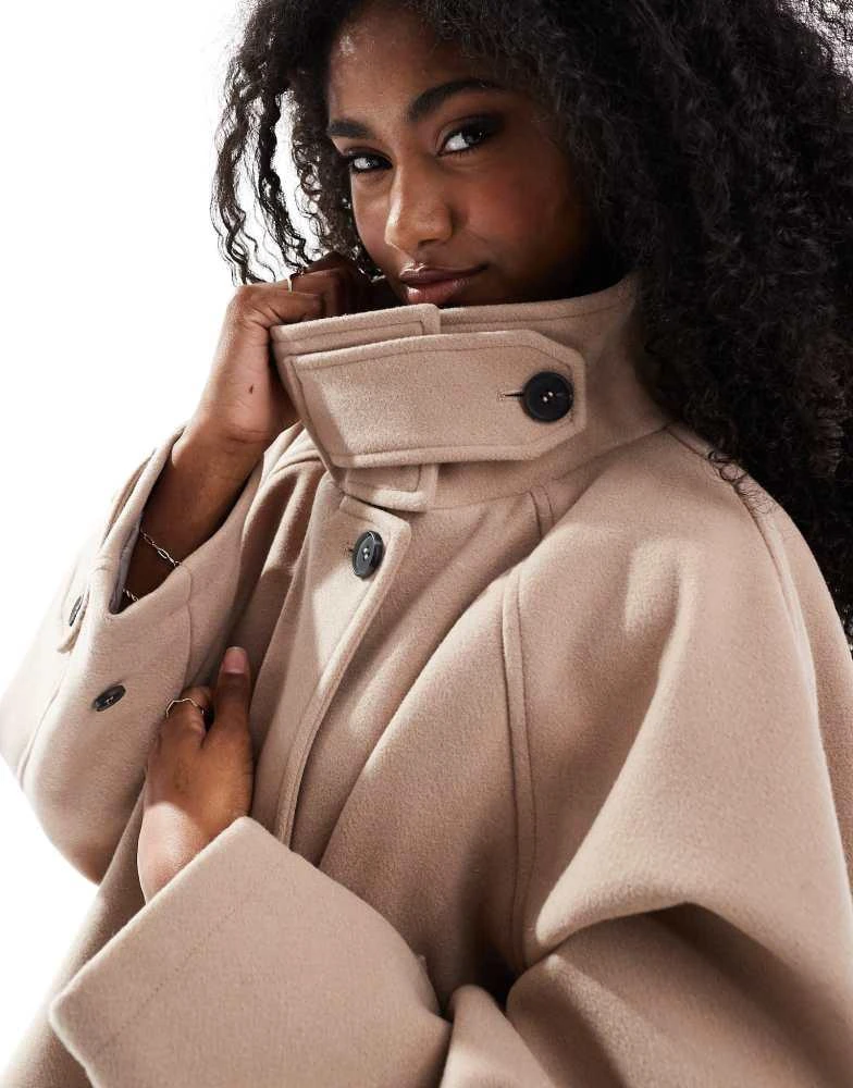 ASOS ASOS DESIGN cropped cape formal coat in dusty rose 4
