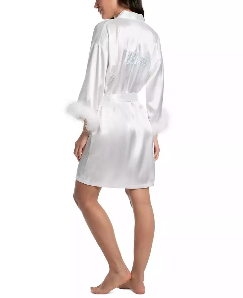 Linea Donatella Women's Satin Feather-Trim Bride Robe 2