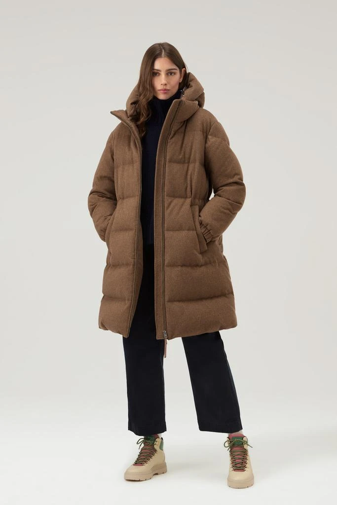 Woolrich Pure Virgin Wool Long Down Jacket Crafted with a Loro Piana Fabric - Women - Blue 2