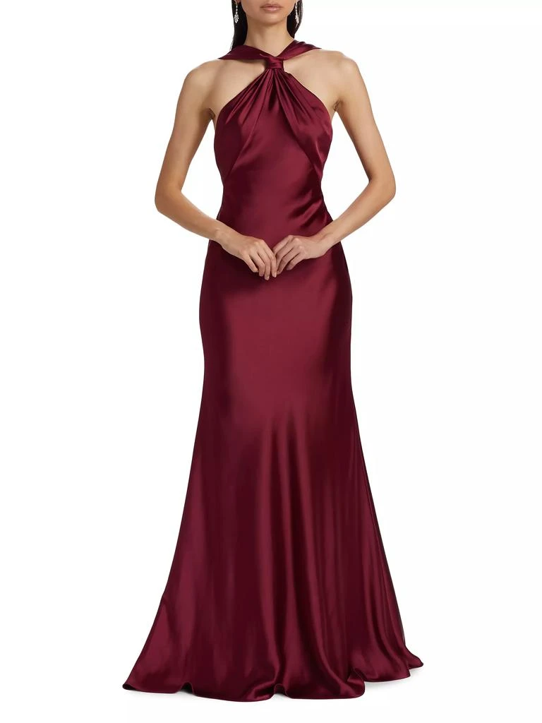 Monique Lhuillier Mallory Satin Halterneck Gown 2