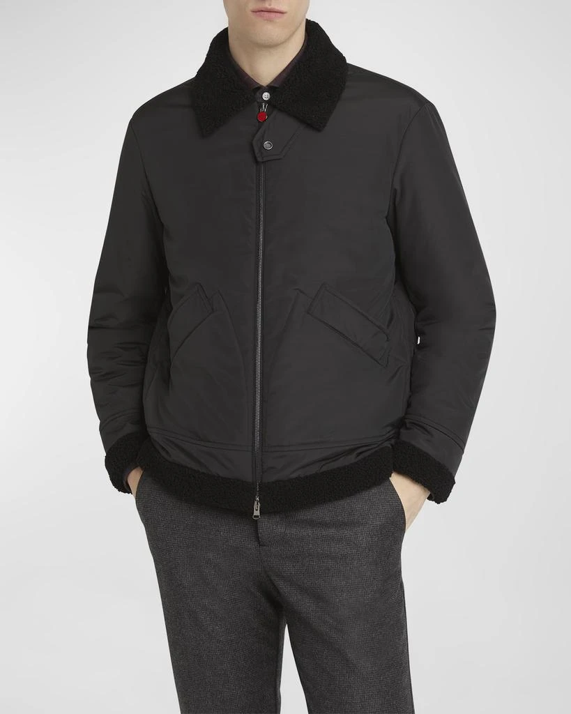 Kiton Men's Shearling-Trim Bomber Jacket 7