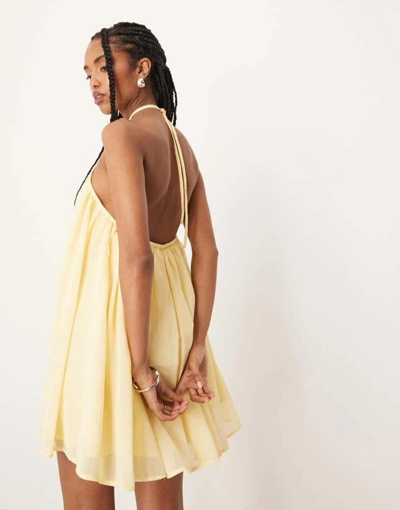 asos yellow halter neck dress ASOS Design - Halterneck Mini Dress - Women - Nylon/Polyester/Viscose/Cotton - 2 US