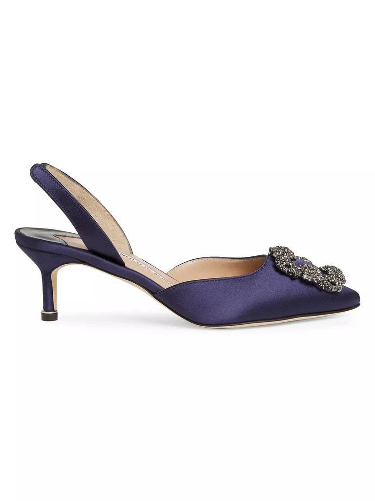 Manolo Blahnik Hangisli 50MM Satin Jewel Buckle Pumps 1