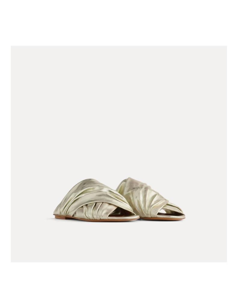 FORTE_FORTE Forte Forte - Women's Flat Laminated Leather Crossed Sandals