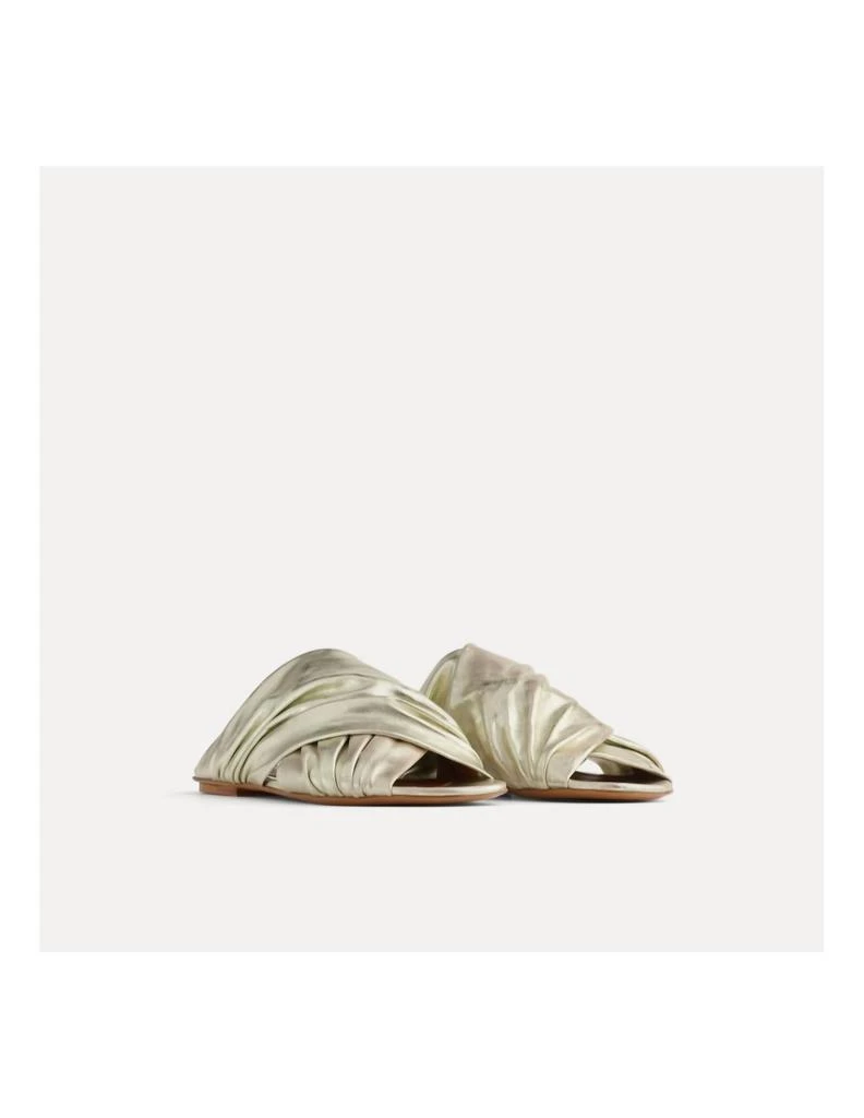 FORTE_FORTE Forte Forte - Women's Flat Laminated Leather Crossed Sandals 1