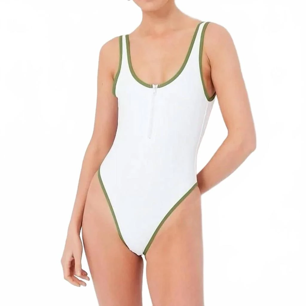 WeWoreWhat Zip Front Swim One Piece In White