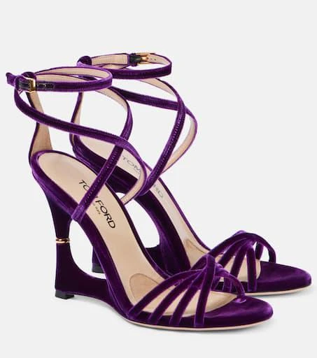 Tom Ford Paradis velvet wedge sandals 1