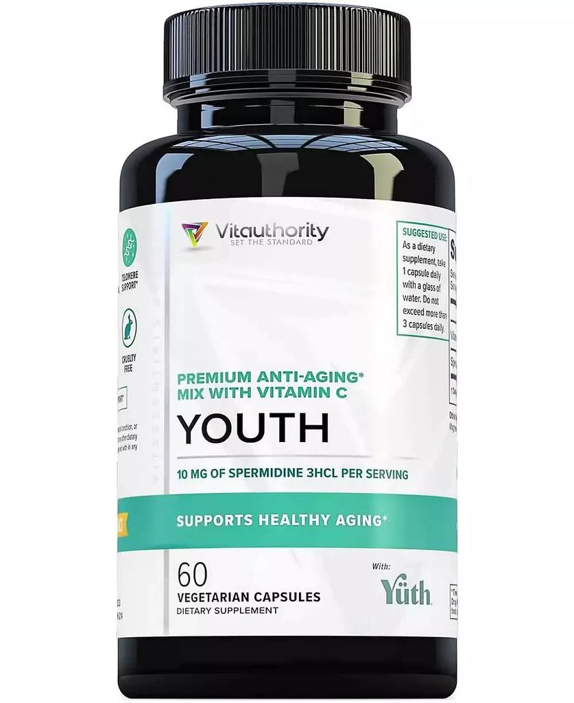 Vitauthority Youth Premium Anti-Aging Mix Capsules, Anti Aging Supplement for Women and Men s Longevity, Brain, Heart, Cell 
Skin Support, 60ct