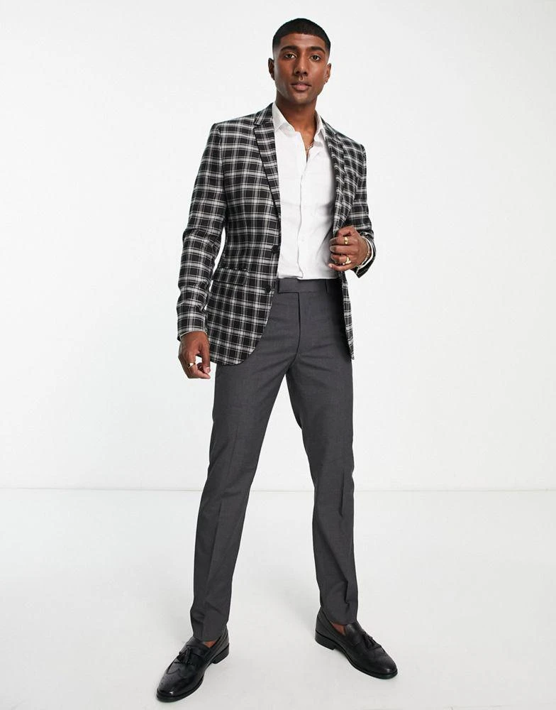 Topman Topman suit jacket in black check 3