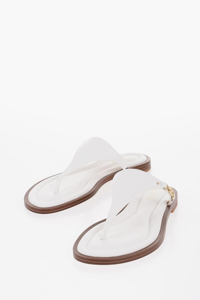 Michael Kors Michael Kors MICHAEL Leather DANIELLA Thong Sandals with Golden-Effect Mo