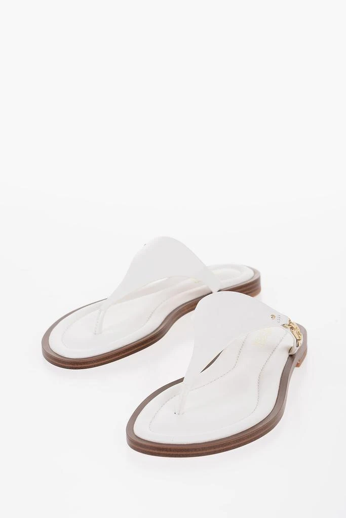 Michael Kors Michael Kors MICHAEL Leather DANIELLA Thong Sandals with Golden-Effect Mo 1