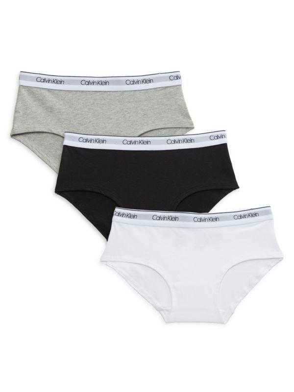 Calvin Klein Girl's 3-Piece Logo Briefs