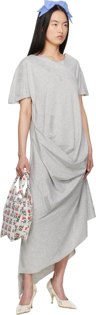 Ashley Williams Gray Comb Embossed Draped Midi Dress 4