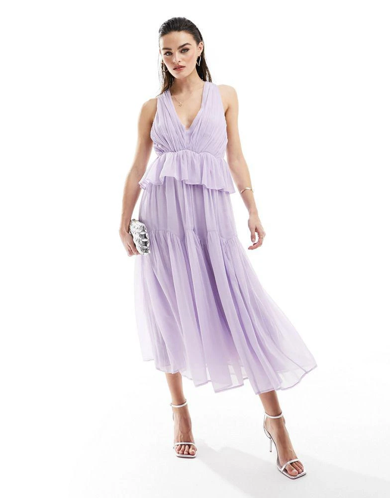 blue midi a line dress Blue Bustier Embroidered Floral A-Line Dress