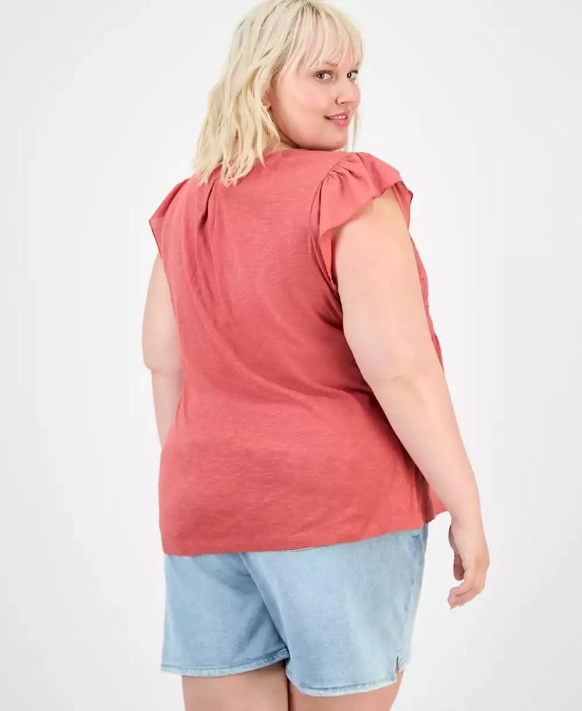 Democracy Trendy Plus Embroidered Flutter Sleeve Blouse 4