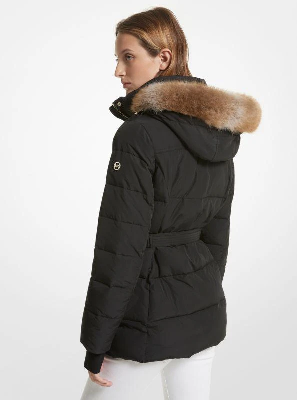 Michael Kors Faux Fur Trim Quilted Belted Puffer Jacket 2
