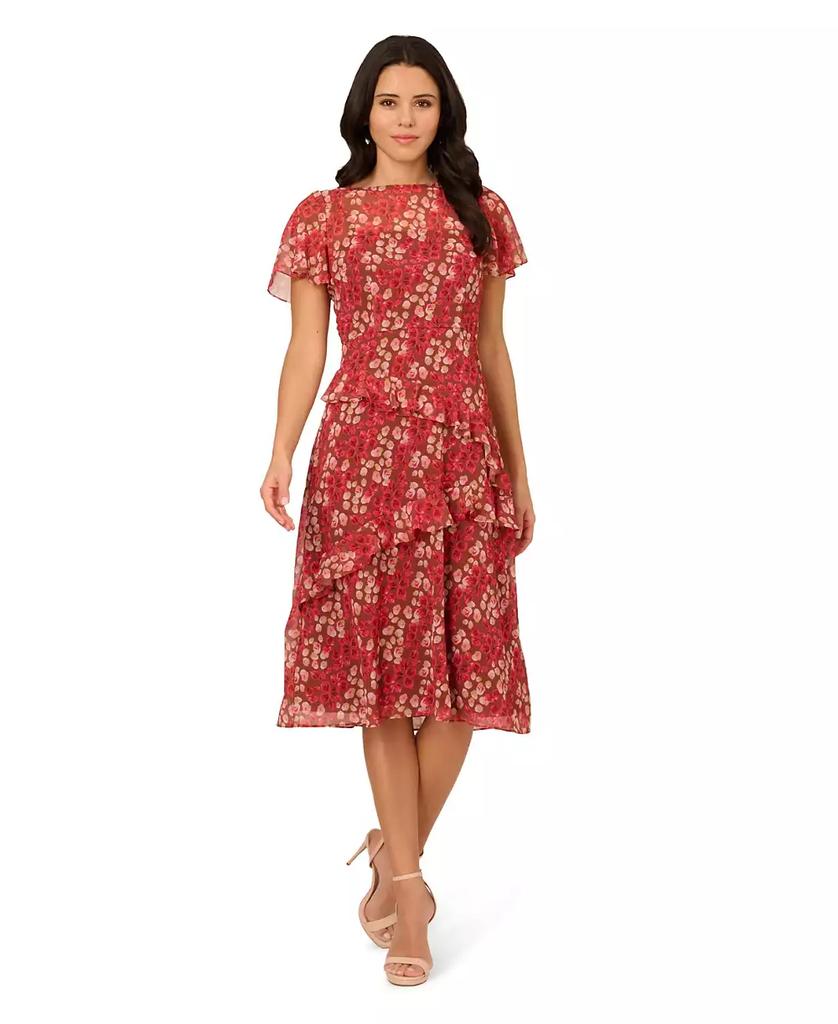 Adrianna Papell Women's Printed Chiffon Midi Dress