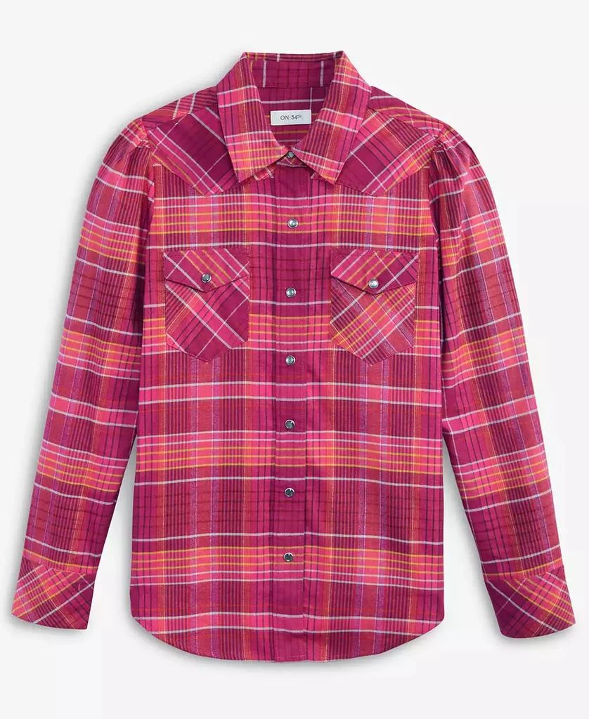 On 34th Women's Plaid Puff Sleeve Flannel Shirt, Exclusively at Macy's 5