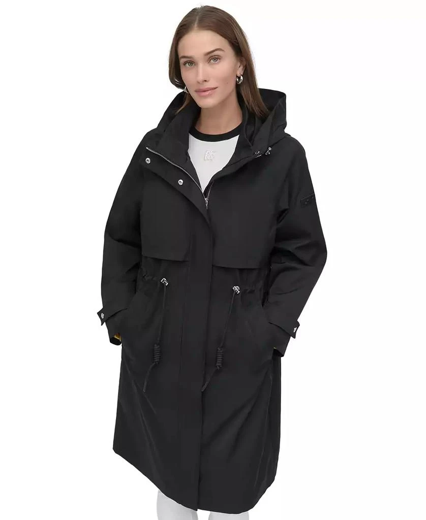 DKNY Women's Hooded Zip-Front Long Anorak Coat 1