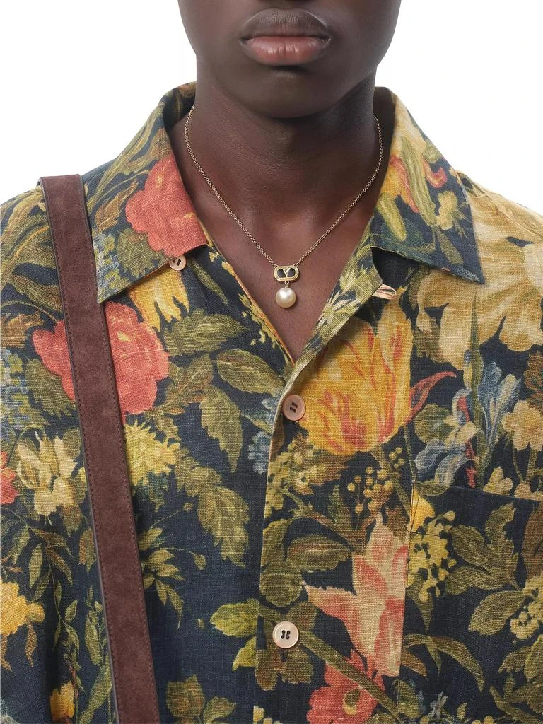Valentino Linen Bowling Shirt with Apres L'hiver Print 5