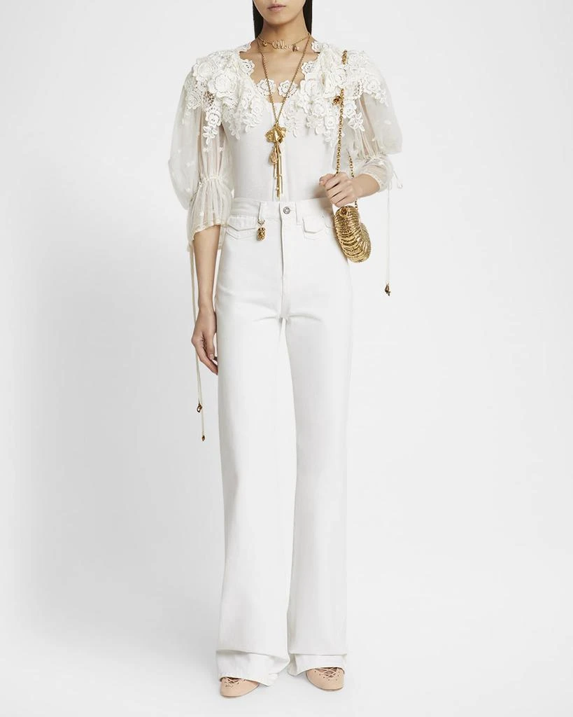 Chloé High Rise Flared Jeans, White 2