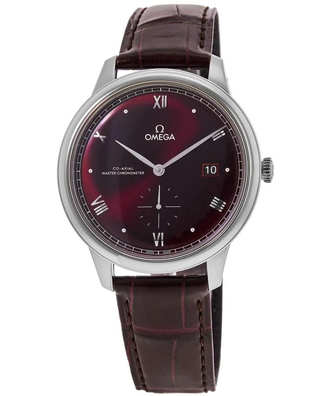 Omega Omega De Ville Prestige Co-Axial Master Chronometer Small Seconds 41mm Automatic Burgundy Dial Leather Strap Men's Watch 434.13.41.20.11.001 1