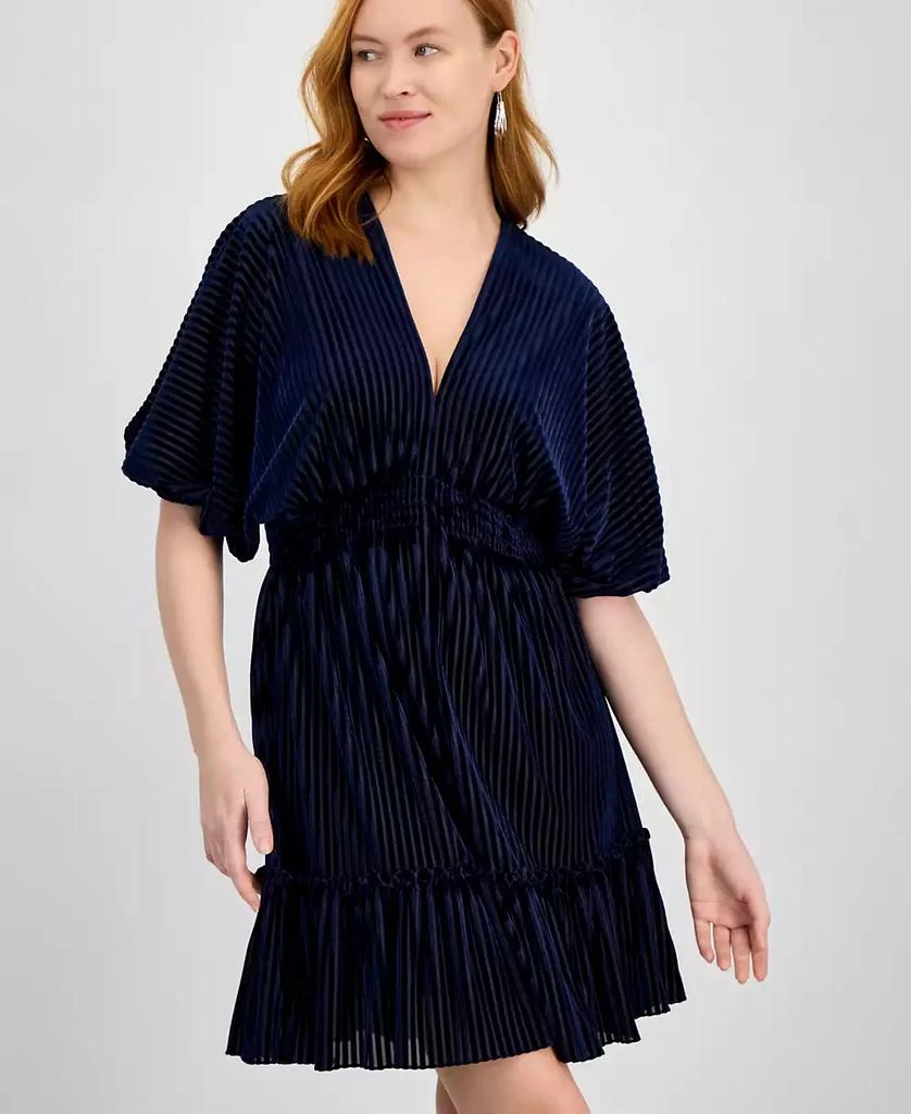 Taylor Women's Velvet Burnout Smocked Fit & Flare Dress 1