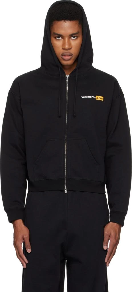 Vetements Black 'Vetements.com' Fitted Zip-Up Hoodie 1