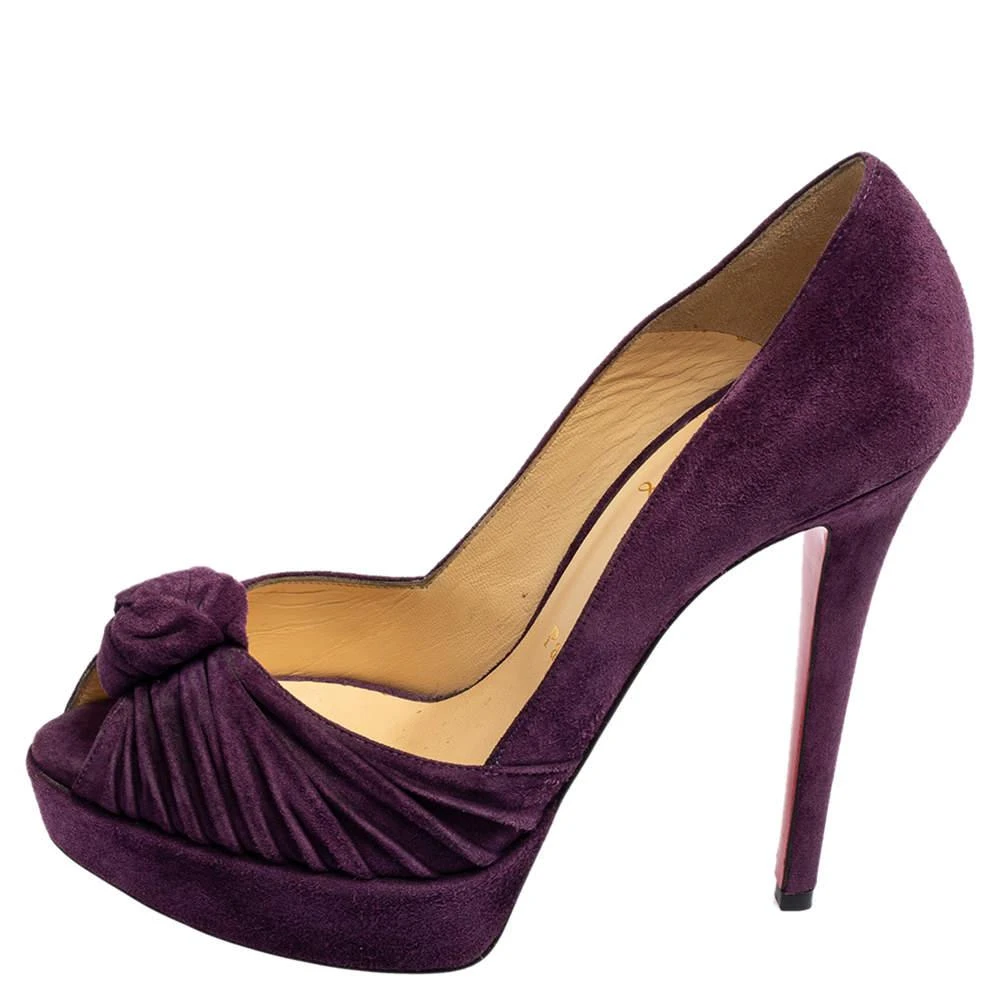 Christian Louboutin Christian Louboutin Purple Suede Knotted Greissimo Peep-Toe Platform Pumps Size 37 2