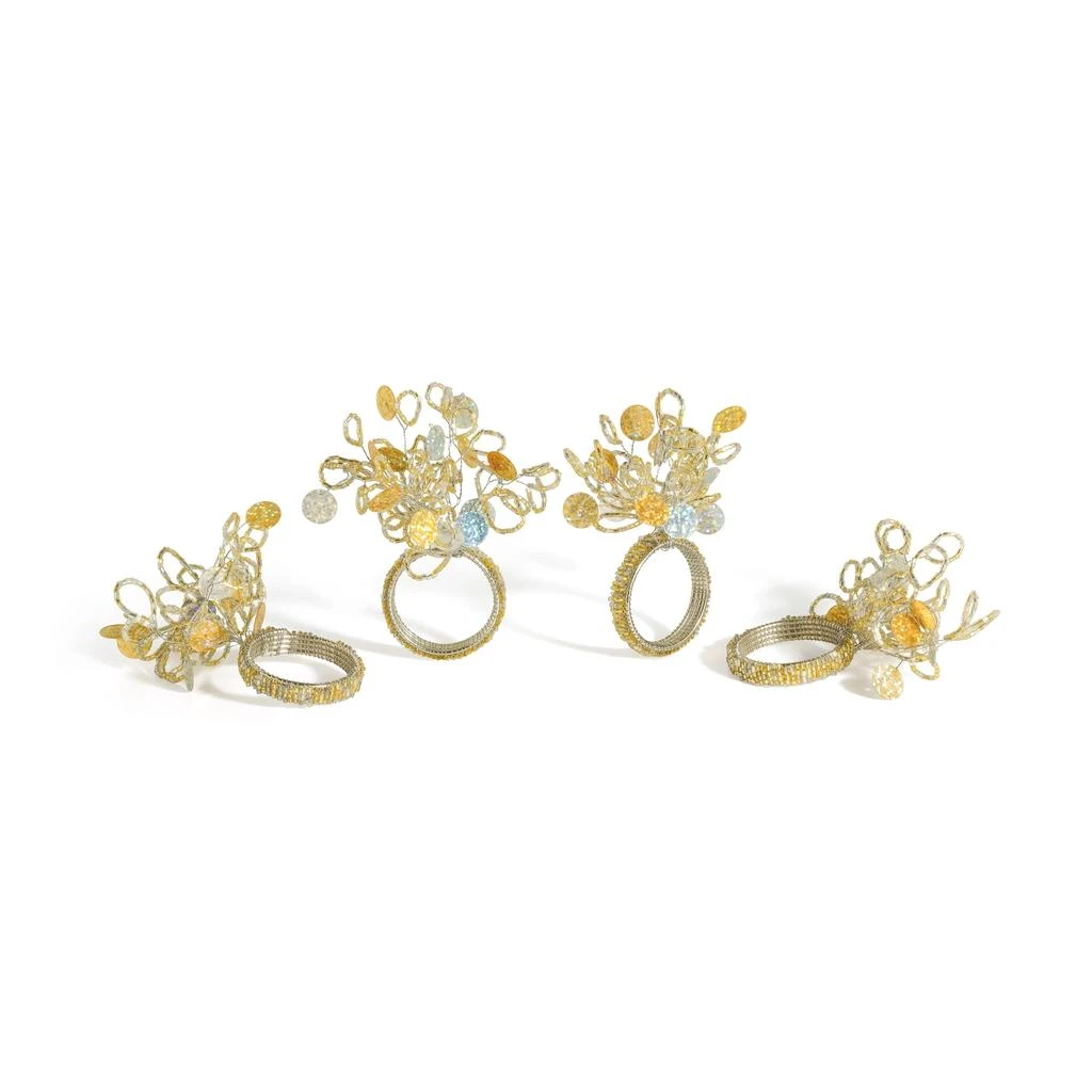 Tiramisu Gilded Crystal Bouquet Napkin Rings (Set of 4)