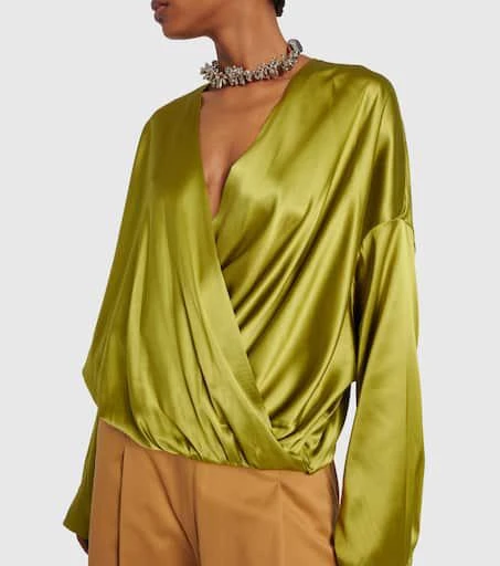 Dries Van Noten Draped silk-blend satin blouse 6
